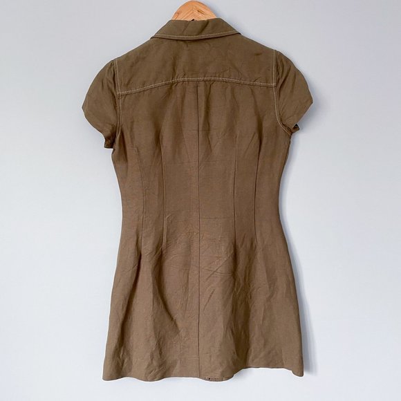 BEBE Vintage Khaki Linen Safari Tunic - Picture 5 of 7